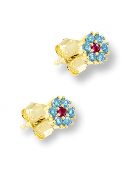 Orecchini Argento Dorato Fiore Zirconi Rossi/Cele [a85b250e]