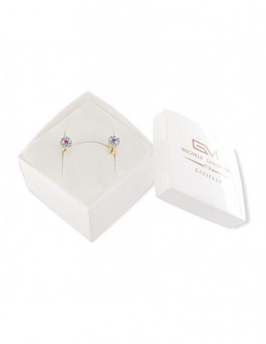 Orecchini Argento Dorato Fiore Zirconi Rossi/Cele [1a16a314]