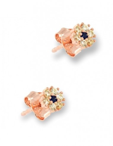 Orecchini Argento Rosato Fiore Zirconi Blu/Bianchi [35c9f200]