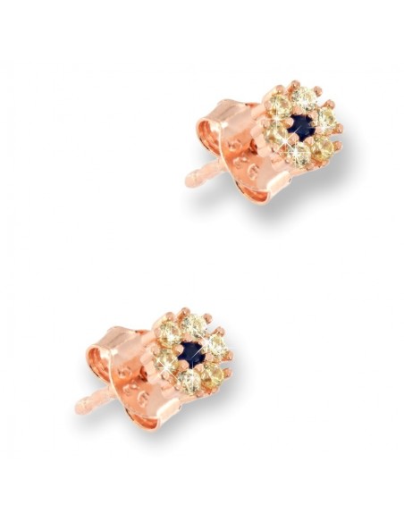 Orecchini Argento Rosato Fiore Zirconi Blu/Bianchi [35c9f200]