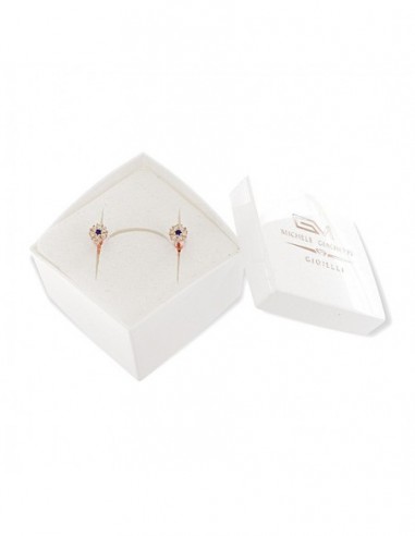 Orecchini Argento Rosato Fiore Zirconi Blu/Bianchi [8784741a]