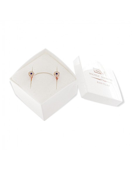 Orecchini Argento Rosato Fiore Zirconi Blu/Bianchi [8784741a]