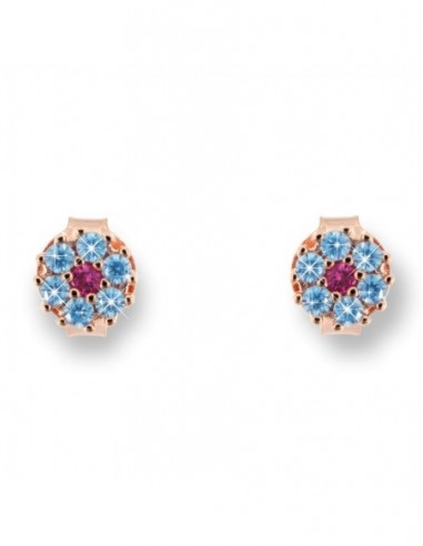 Orecchini Argento Rosato Fiore Zirconi Cel/Ros [e15462c5]