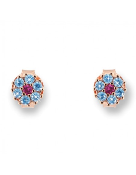 Orecchini Argento Rosato Fiore Zirconi Cel/Ros [e15462c5]