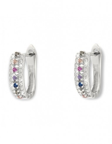 Orecchini Argento Rodiato Cerchi Zirconi Colorati [5649a3c1]