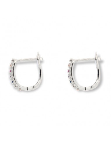Orecchini Argento Rodiato Cerchi Zirconi Colorati [631f406e]