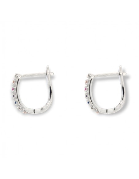 Orecchini Argento Rodiato Cerchi Zirconi Colorati [631f406e]