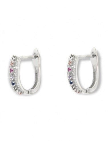 Orecchini Argento Rodiato Cerchi Zirconi Colorati [664f0770]