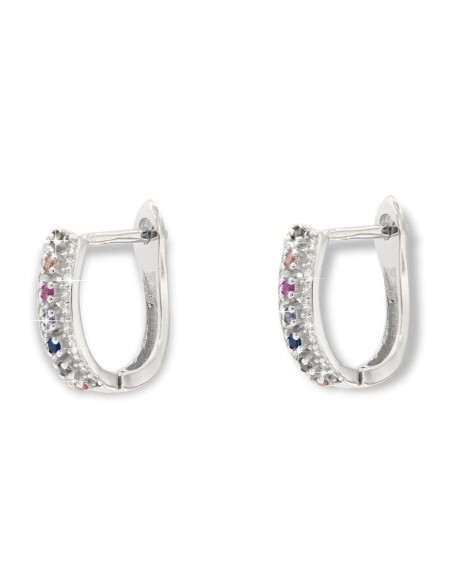 Orecchini Argento Rodiato Cerchi Zirconi Colorati [664f0770]