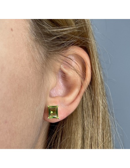 Orecchini Argento Dorato Zircone Verde 8x6MM [c8b0e36d]
