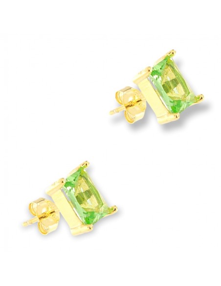 Orecchini Argento Dorato Zircone Verde 8x6MM [7fad2269]