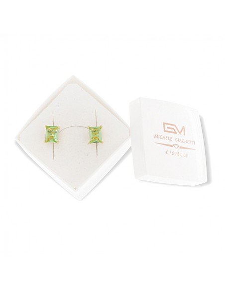 Orecchini Argento Dorato Zircone Verde 8x6MM [cde0a473]