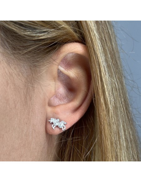 Orecchini Argento Rodiato Stella/Unicorno Zirconi [c6e9526e]