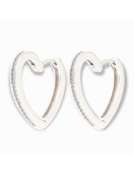 Orecchini Argento Rodiato Cuore Zirconi Bianchi [71ce8f78]