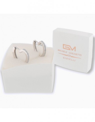 Orecchini Argento Rodiato Cuore Zirconi Bianchi [e936037a]