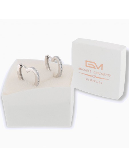 Orecchini Argento Rodiato Cuore Zirconi Bianchi [e936037a]