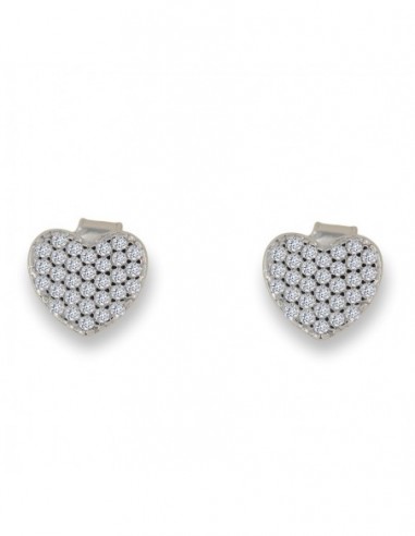 Orecchini Argento Rodiato Cuori Zirconi Bia. Pavè [3d957b17]