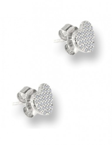Orecchini Argento Rodiato Cuori Zirconi Bia. Pavè [5329f5b3]