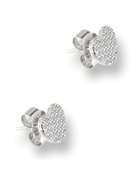 Orecchini Argento Rodiato Cuori Zirconi Bia. Pavè [5329f5b3]