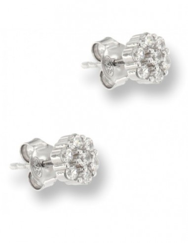 Orecchini Argento Rodiato Fiore Zirconi Bianchi [ea6d85b4]
