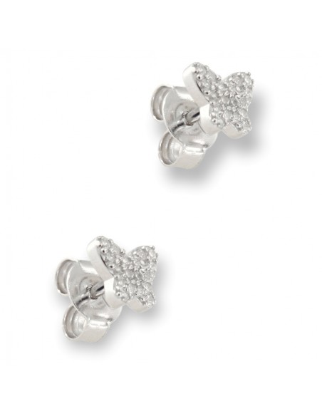 Orecchini Argento Rodiato Farfalla Zirconi Bianchi [4f9b97b4]