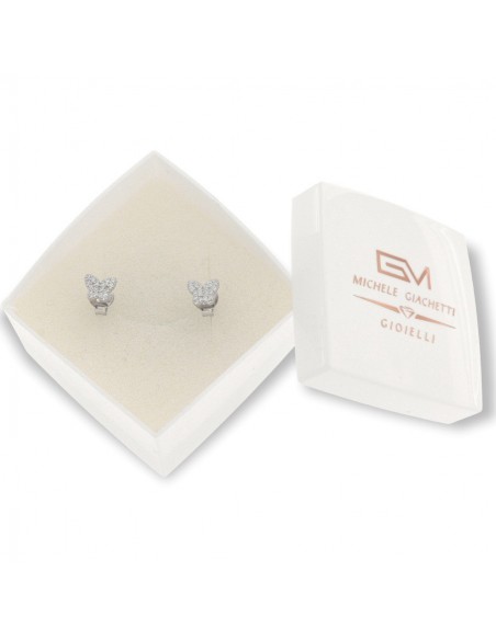 Orecchini Argento Rodiato Farfalla Zirconi Bianchi [fdd611ae]