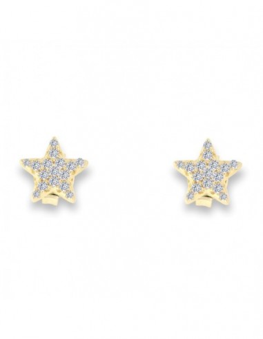 Orecchini Argento Dorato Stella Zirconi Bianchi [8fd8fd0d]