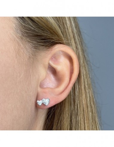 Orecchini Argento Rodiato Coppia Cuori Zirconi Bia [71733fb2]