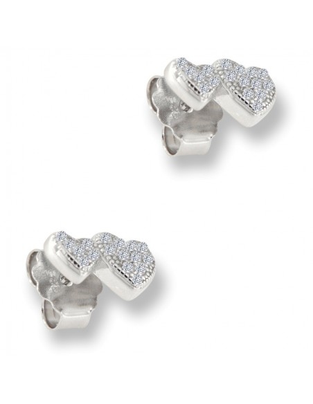 Orecchini Argento Rodiato Coppia Cuori Zirconi Bia [c66efeb6]
