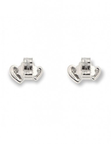 Orecchini Argento Rodiato Coppia Cuori Zirconi Bia [c33eb9a8]