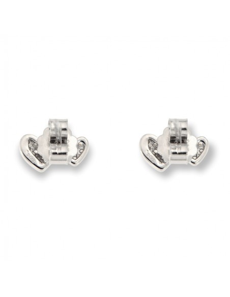 Orecchini Argento Rodiato Coppia Cuori Zirconi Bia [c33eb9a8]