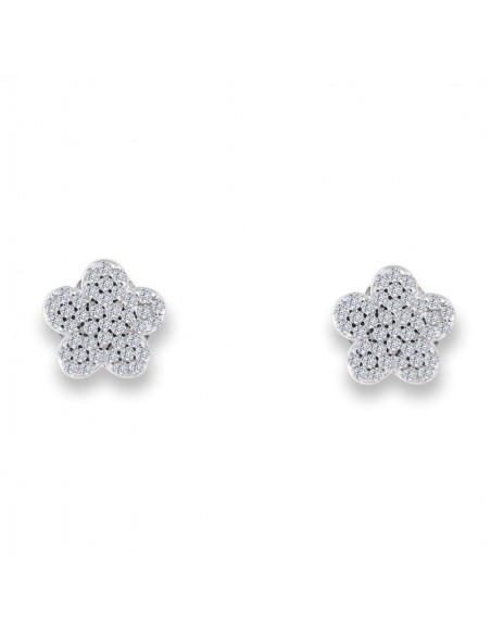 Orecchini Argento Rodiato Fiore Zirconi Bianchi [85787331]
