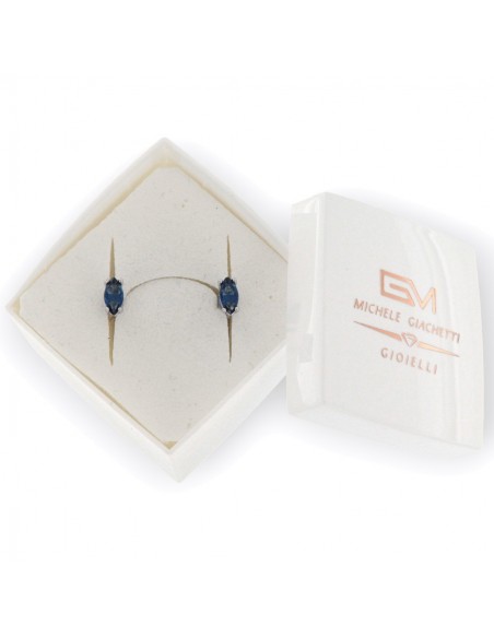 Orecchini Argento Rodiato Navette Zircone Blu 7x4 [84c340b6]