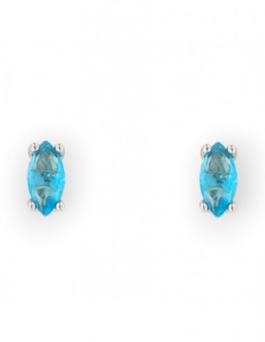 Orecchini Argento Rodiato Navette Zircone Celesti [9ecdf72d]