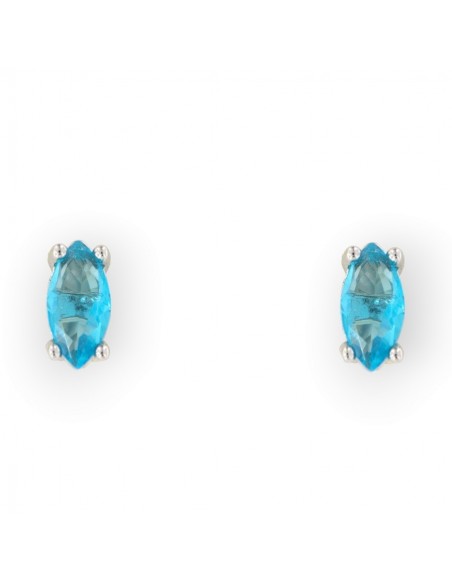 Orecchini Argento Rodiato Navette Zircone Celesti [9ecdf72d]