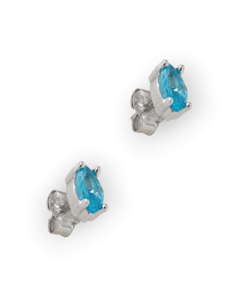Orecchini Argento Rodiato Navette Zircone Celesti [7d298cf1]