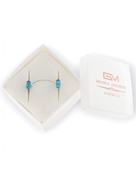 Orecchini Argento Rodiato Navette Zircone Celesti [036f98b7]