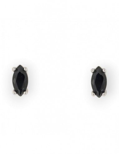 Orecchini Argento Rodiato Navette Zircone Neri 7x4 [9b9db033]