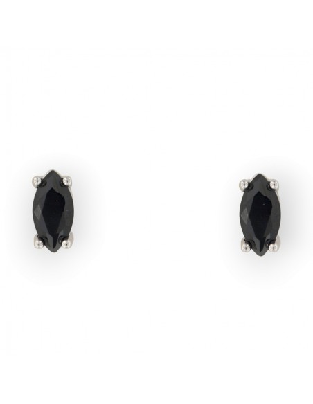 Orecchini Argento Rodiato Navette Zircone Neri 7x4 [9b9db033]