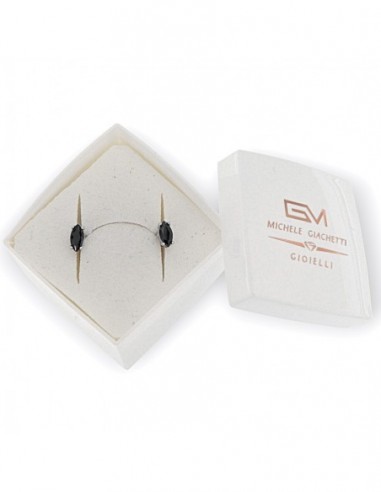 Orecchini Argento Rodiato Navette Zircone Neri 7x4 [962893b2]