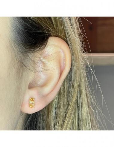 Orecchini Argento Rodiato Zircone Giallo [9d2165af]