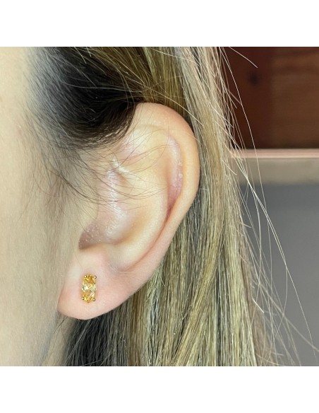 Orecchini Argento Rodiato Zircone Giallo [9d2165af]