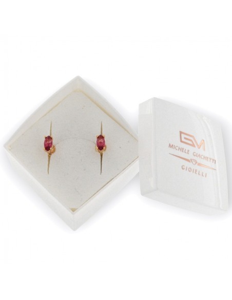 Orecchini Argento Dorato Navette Zircone Rosso 7x4 [824f2dbe]