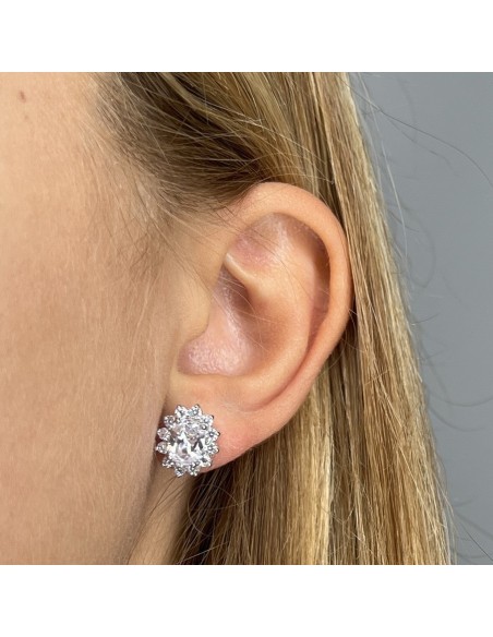 Orecchini Argento Rodiato Principessa Bianca 8x6MM [bffc0376]