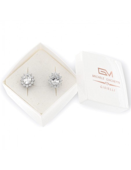 Orecchini Argento Rodiato Principessa Bianca 8x6MM [baac4468]