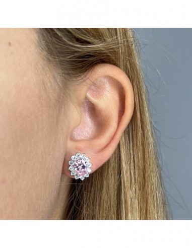 Orecchini Argento Rodiato Principessa Rosa 8x6MM [36096a74]