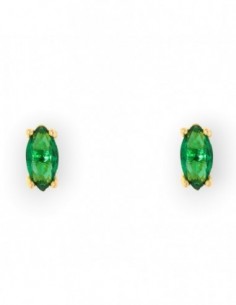 Orecchini Argento Dorato Navette Zircone Verde [420ceeff]