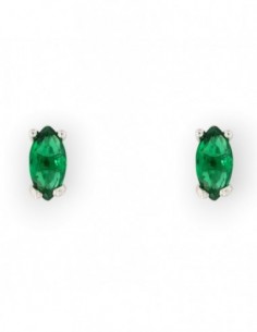 Orecchini Argento Rodiato Navette Zircone Verde [475ca9e1]
