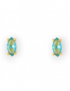 Orecchini Argento Dorato Navette Celeste 7x4MM [f04168e5]