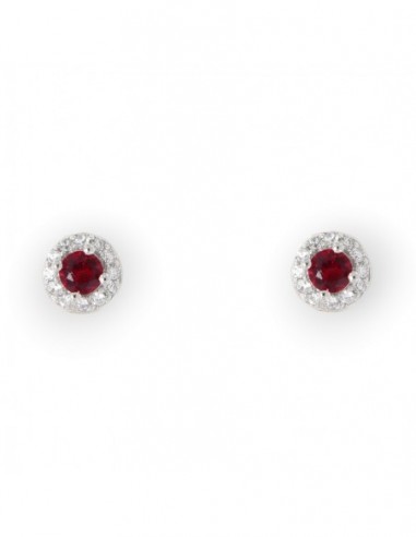 Orecchini Argento Rodiato Punto Luce Zircone Rosso [29672be8]